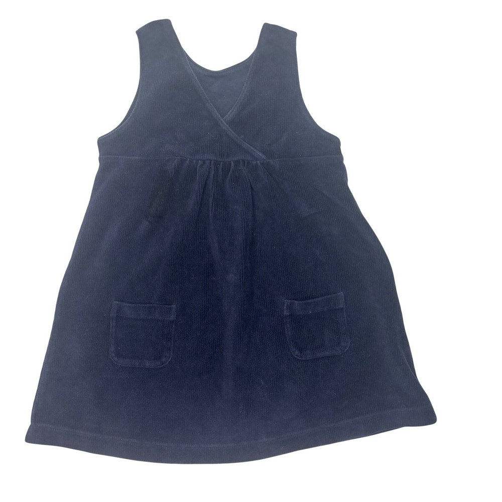 UNIQLO Kids Corduroy Jumper Dress Size 100 Navy Pinafore Sleeveless Pocket Dress